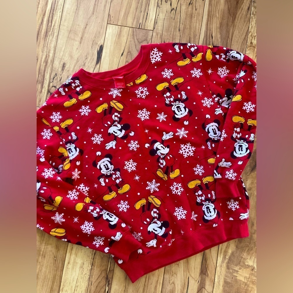 Mickey Mouse Christmas sweatshirt womens size XS red